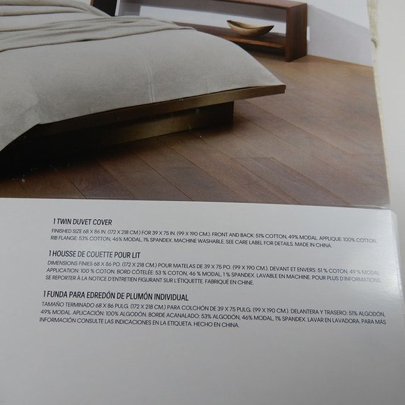 CALVIN KLEIN Modern Cotton Twin DUVET COVER Jogger Beige Cotton Modal NEW $129 - Picture 5 of 5